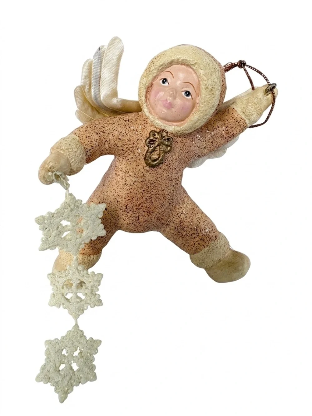 Vintage Kirk Adler KSA Snow Angel Baby Figurine Christmas Ornament Snowflakes